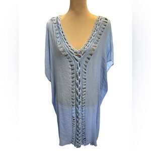Women Beach Bathing Suit Swim Bikini Swimsuit Oversized Cover Up Dress Blue NWOT